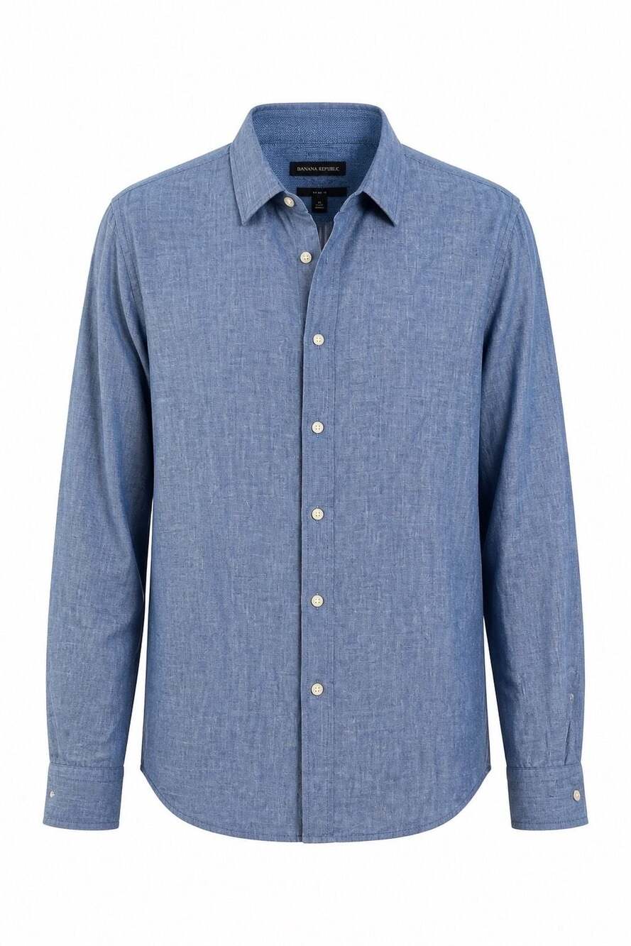 Banana Republic Slim Fit Linen Blend Long Sleeve Button-Up Shirt #1369